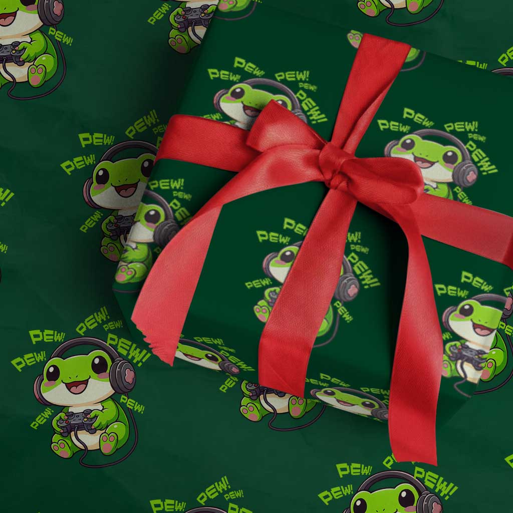 Funny Frog Playing Video Game Gift Wrapping Paper Roll TS12 Green Print Your Wear