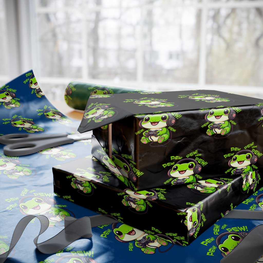 Funny Frog Playing Video Game Gift Wrapping Paper Roll TS12 Black Print Your Wear