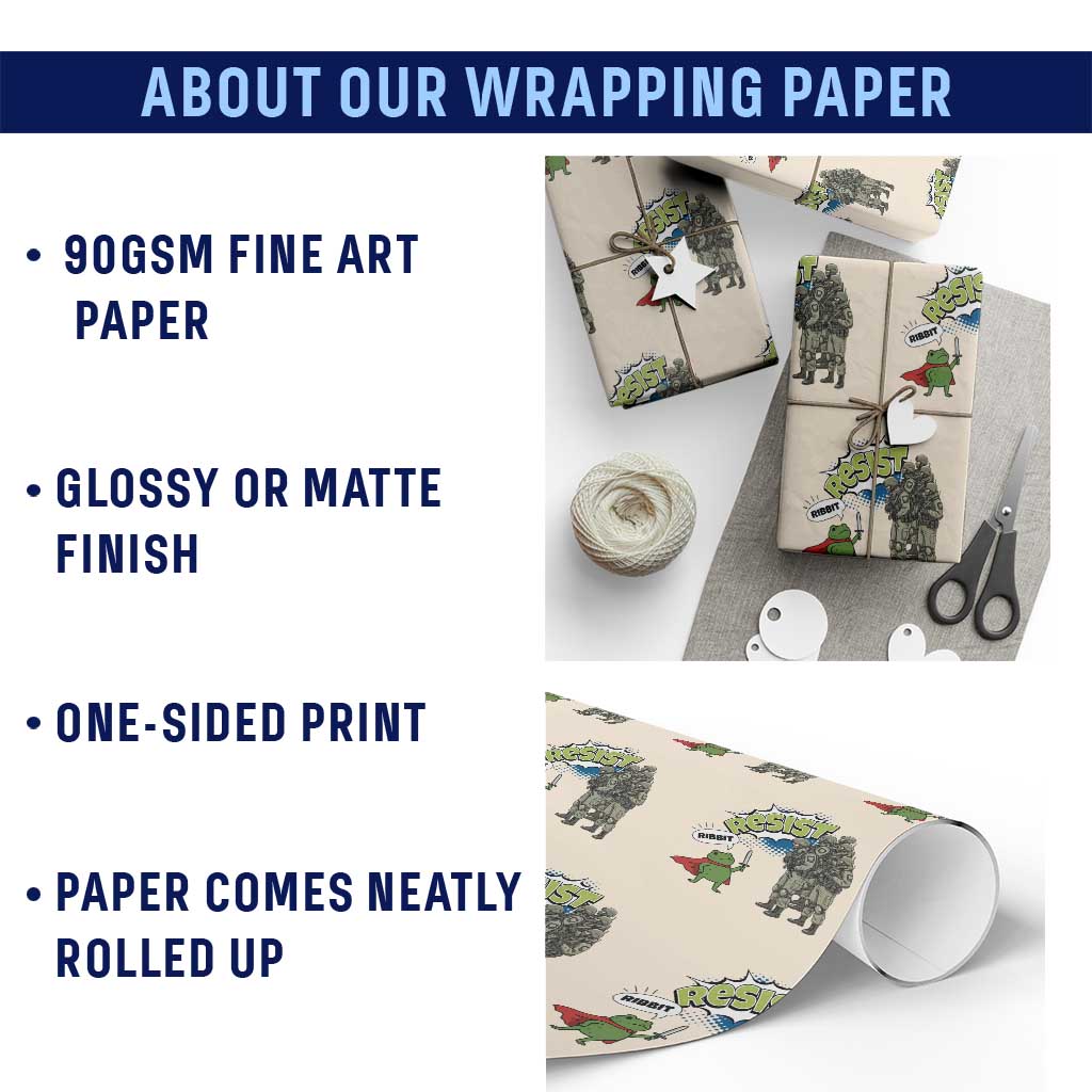 Funny Frog Protest Comic Graphic Wrapping Paper Roll Ribbit Resist Stand Against TS02 Print Your Wear