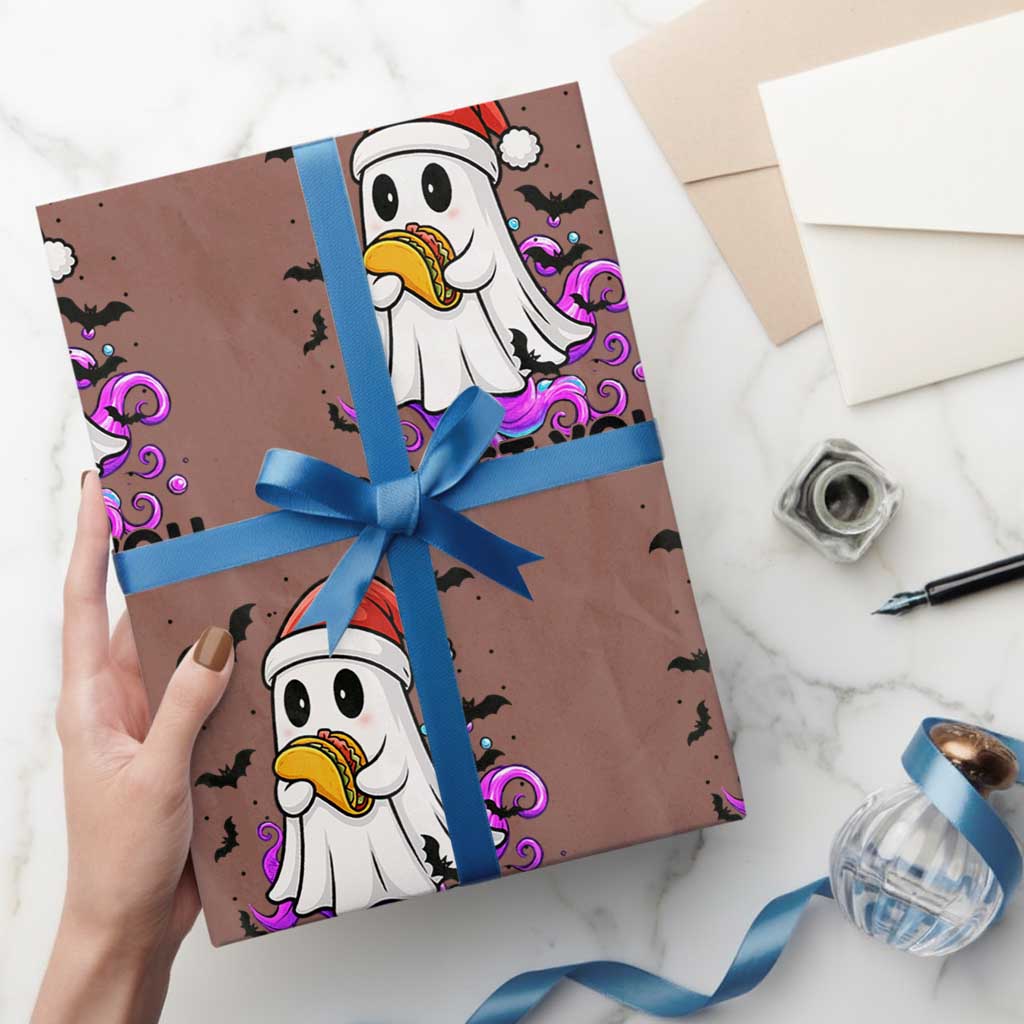 Funny Ghost Halloween Xmas Wrapping Paper Roll Ghost You TS14 Mocha Print Your Wear