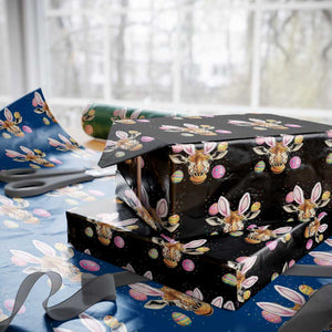 Funny Giraffe Bunny Wrapping Paper Roll Happy Easter Day Sunday TS02 Black Print Your Wear