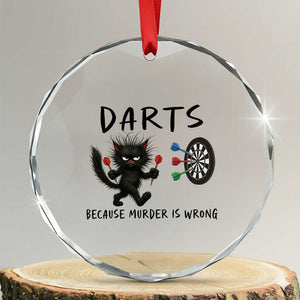Funny Grumpy Cat Dart Player Crystal Glass Ornament Because Murder Is Wrong Pub Game Gift TS12 Transparent Glass 3'' Circle Print Your Wear