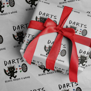 Funny Grumpy Cat Dart Player Wrapping Paper Roll Because Murder Is Wrong Pub Game Gift TS12 White Print Your Wear