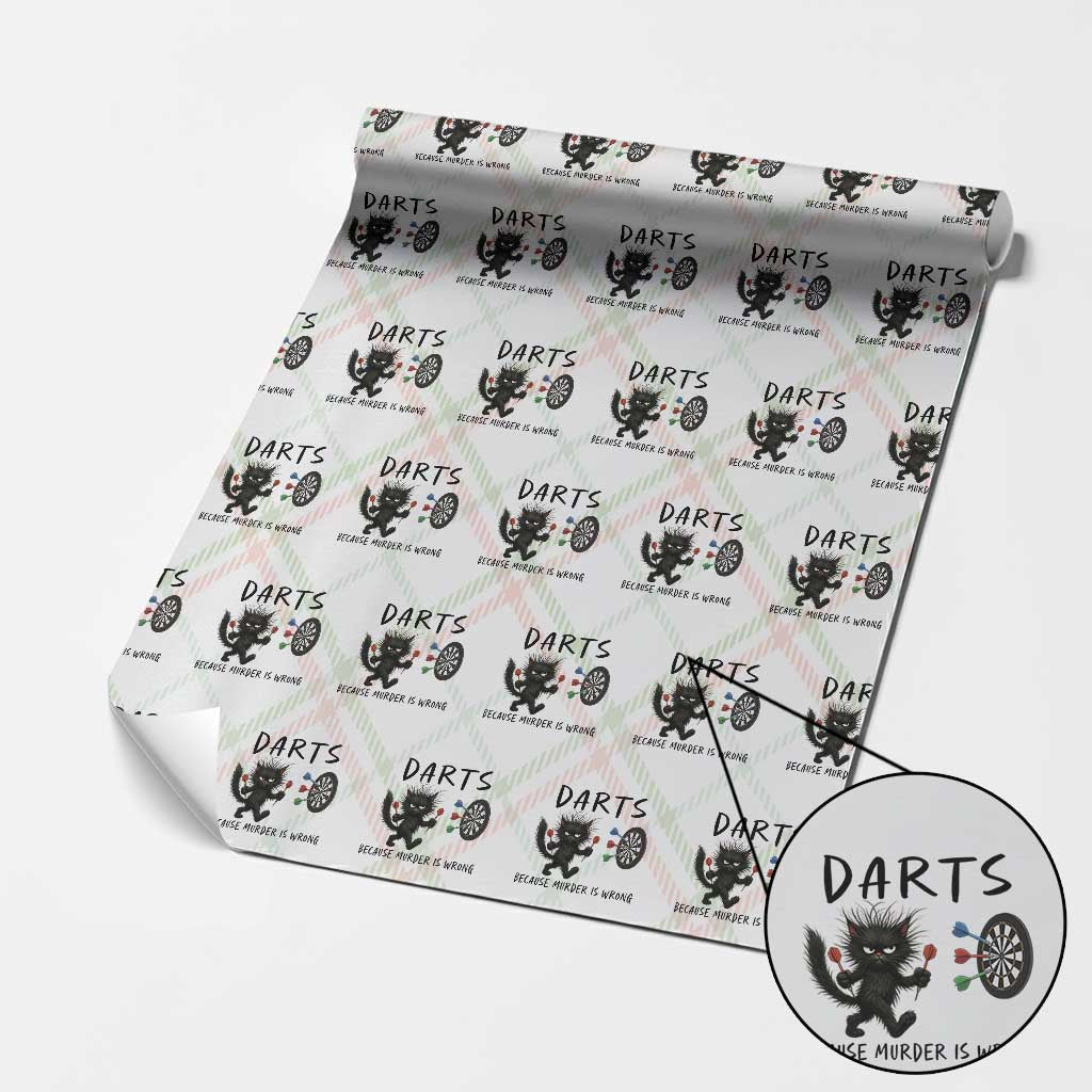 Funny Grumpy Cat Dart Player Wrapping Paper Roll Because Murder Is Wrong Pub Game Gift TS12 Christmas Plaid Print Your Wear