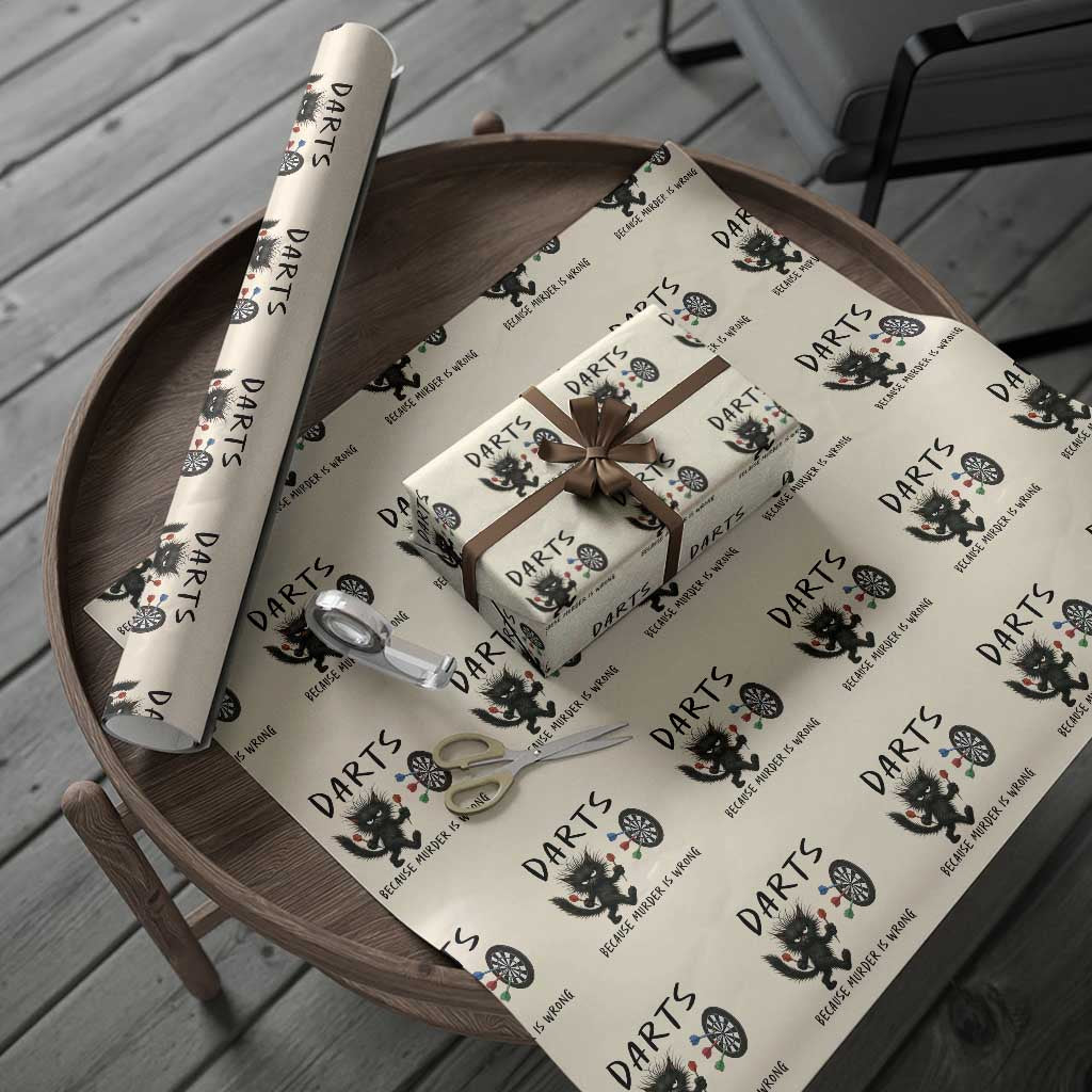 Funny Grumpy Cat Dart Player Wrapping Paper Roll Because Murder Is Wrong Pub Game Gift TS12 Beige Print Your Wear