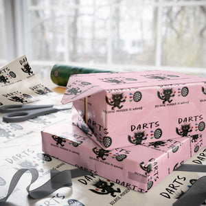 Funny Grumpy Cat Dart Player Wrapping Paper Roll Because Murder Is Wrong Pub Game Gift TS12 Light Pink Print Your Wear
