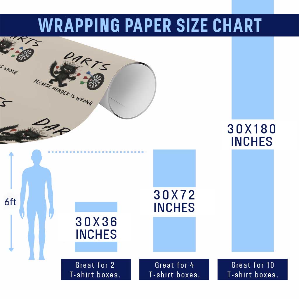 Funny Grumpy Cat Dart Player Wrapping Paper Roll Because Murder Is Wrong Pub Game Gift TS12 Print Your Wear