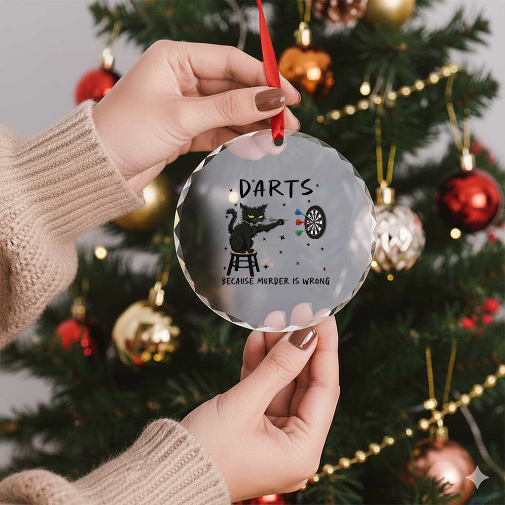 Funny Grumpy Cat Darts Crystal Glass Ornament Because Murder Is Wrong TS12 Print Your Wear