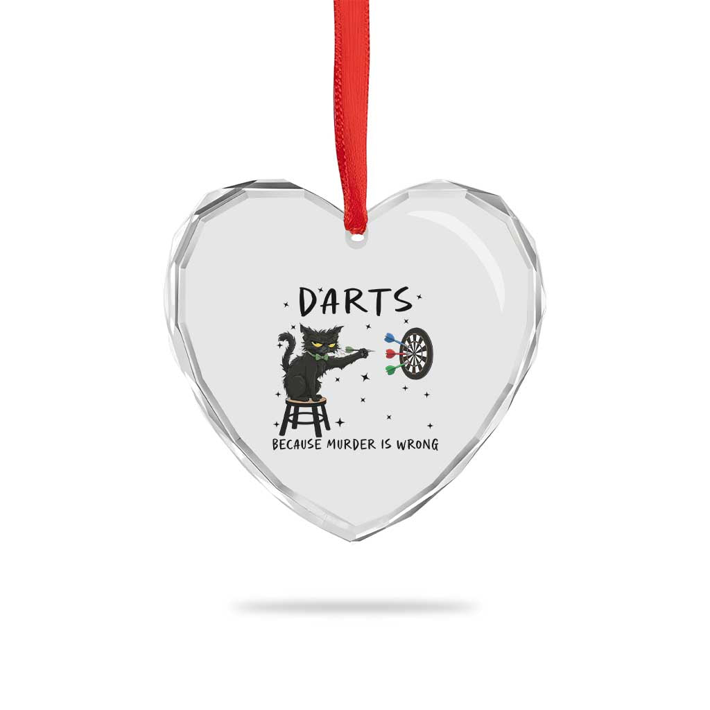 Funny Grumpy Cat Darts Heart Crystal Glass Ornament Because Murder Is Wrong TS12 Print Your Wear