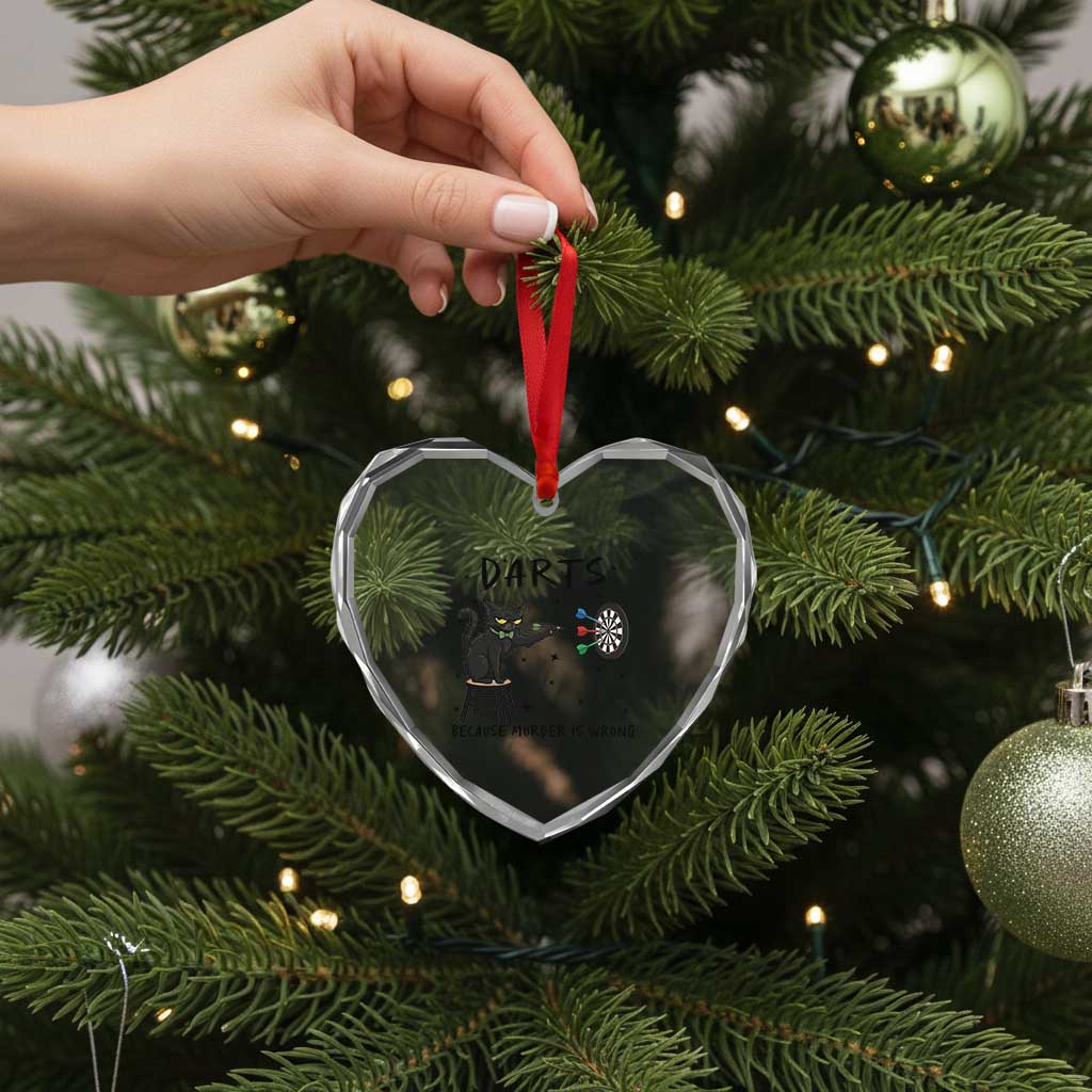 Funny Grumpy Cat Darts Heart Crystal Glass Ornament Because Murder Is Wrong TS12 Print Your Wear