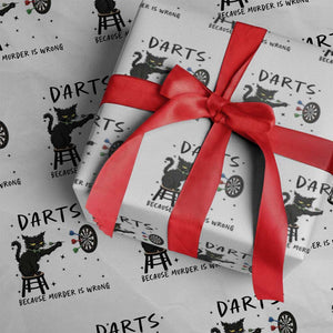 Funny Grumpy Cat Darts Wrapping Paper Roll Because Murder Is Wrong TS12 White Print Your Wear