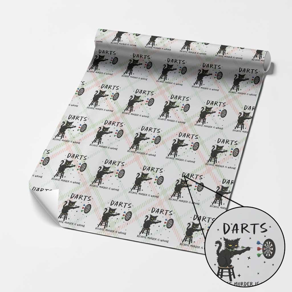 Funny Grumpy Cat Darts Wrapping Paper Roll Because Murder Is Wrong TS12 Christmas Plaid Print Your Wear