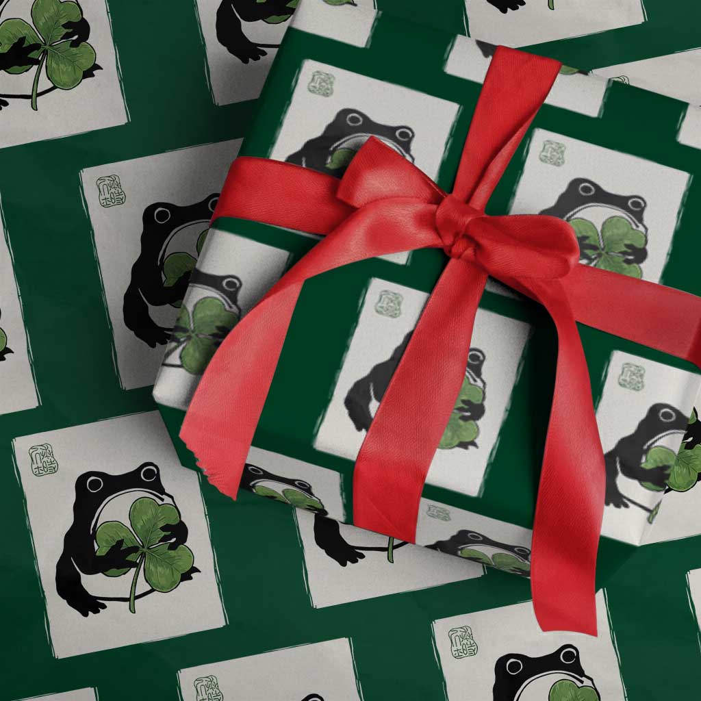 Funny Grumpy Frog Japanese St Patricks Day Wrapping Paper Roll TS11 Green Print Your Wear