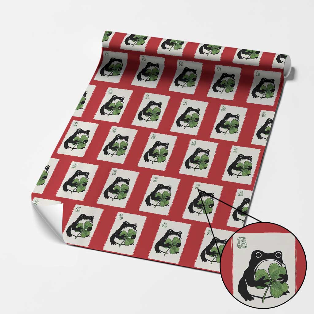 Funny Grumpy Frog Japanese St Patricks Day Wrapping Paper Roll TS11 Red Print Your Wear