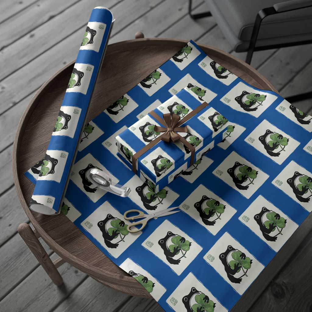 Funny Grumpy Frog Japanese St Patricks Day Wrapping Paper Roll TS11 Blue Print Your Wear