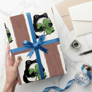 Funny Grumpy Frog Japanese St Patricks Day Wrapping Paper Roll TS11 Mocha Print Your Wear