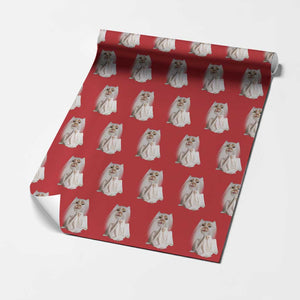 Funny Halloween Ghost Cat Meme Wrapping Paper Roll TS10 Red Print Your Wear