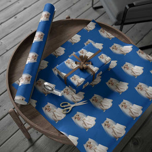 Funny Halloween Ghost Cat Meme Wrapping Paper Roll TS10 Blue Print Your Wear