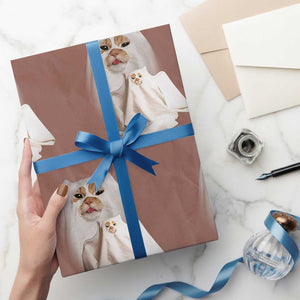 Funny Halloween Ghost Cat Meme Wrapping Paper Roll TS10 Mocha Print Your Wear