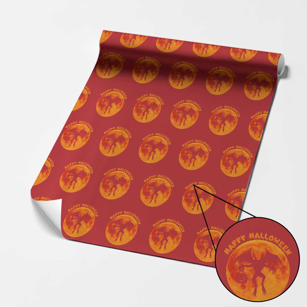 Funny Halloween Mothman Cryptid Creatures Wrapping Paper Roll TS11 Red Print Your Wear