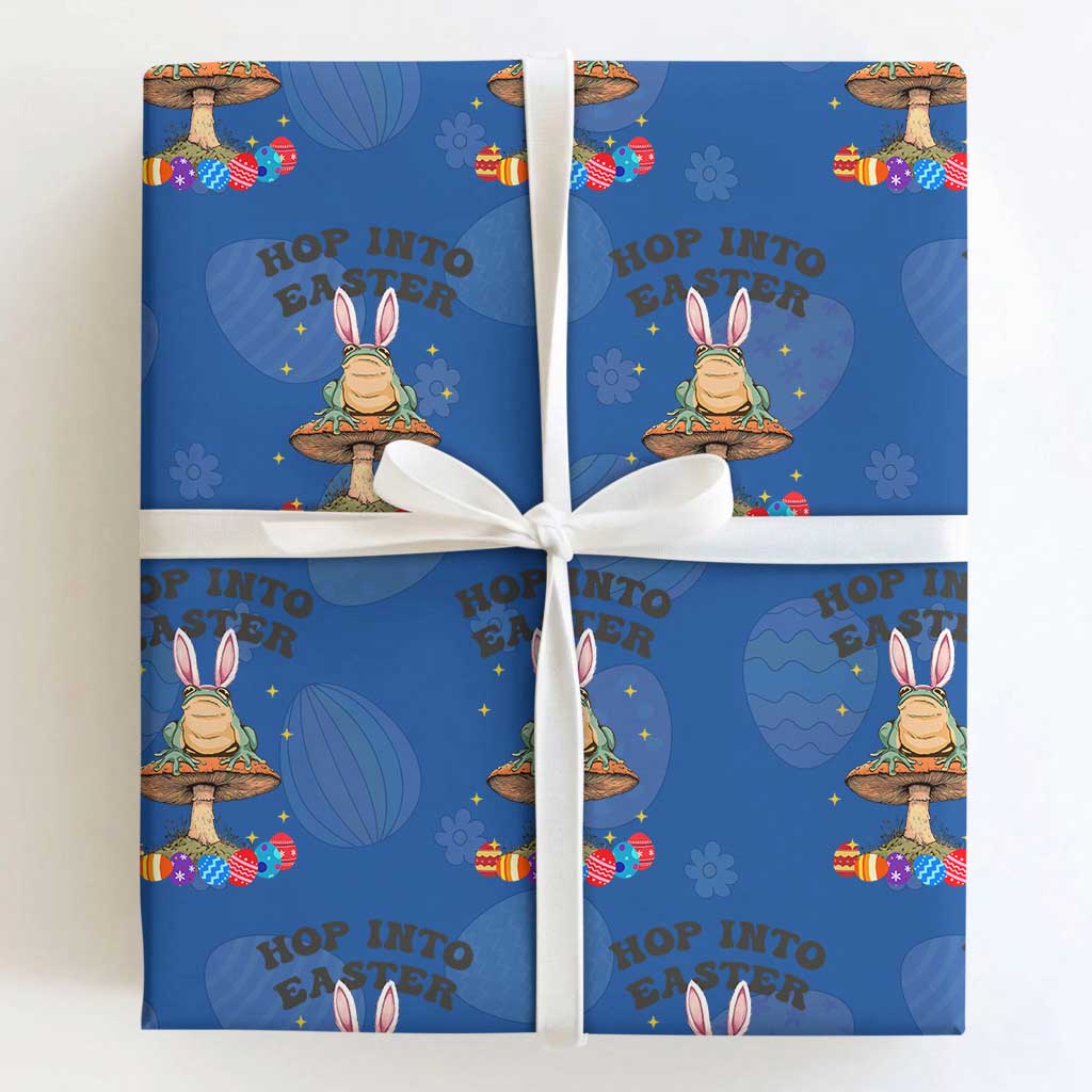 Funny Hop Into Easter Wrapping Paper Roll Easter Day Frog Bunny Egg TS11 Royal Blue Print Your Wear