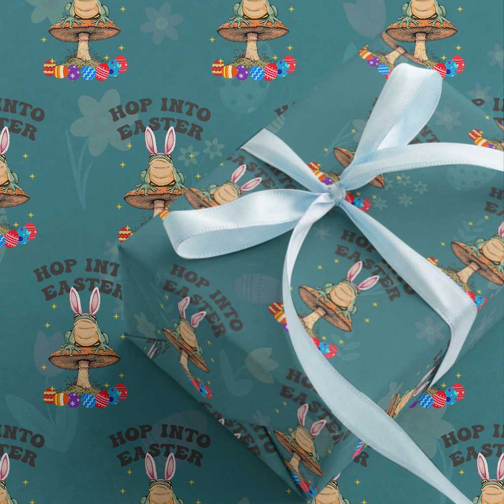 Funny Hop Into Easter Wrapping Paper Roll Easter Day Frog Bunny Egg TS11 Teal Print Your Wear