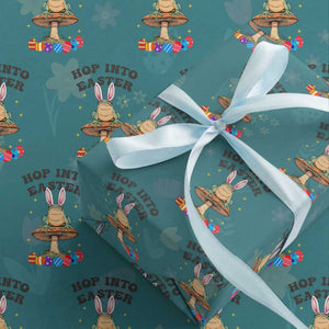 Funny Hop Into Easter Wrapping Paper Roll Easter Day Frog Bunny Egg TS11 Teal Print Your Wear