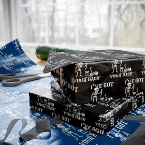Funny I Got Your Back Wrapping Paper Roll Halloween Skeleton Skull TS11 Black Print Your Wear