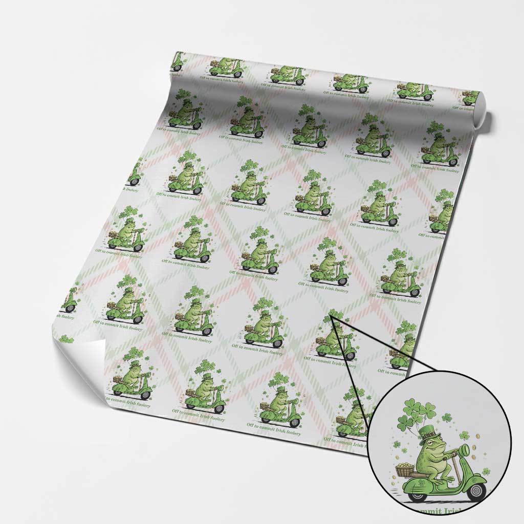 Funny Irish Frog Off To Commit Foolery Wrapping Paper Roll St Patricks Day Gift TS12 Christmas Plaid Print Your Wear