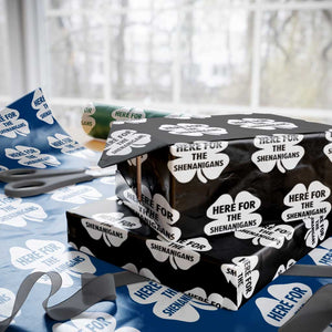 Funny Irish St Patricks Day Wrapping Paper Roll Here for the Shenanigans TS10 Black Print Your Wear