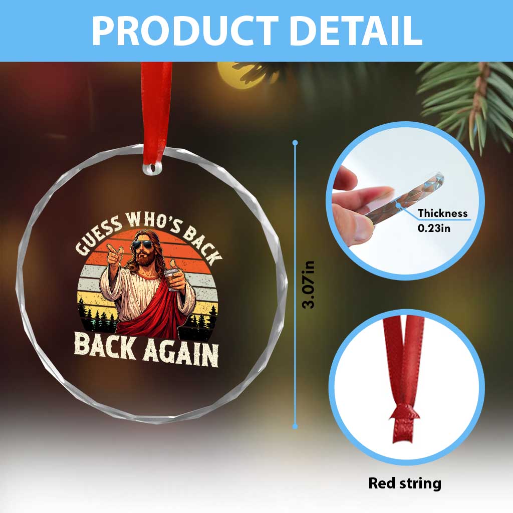 Funny Jesus Easter Crystal Glass Ornament Guess Who's Back? Back Again Easter TS14 Print Your Wear