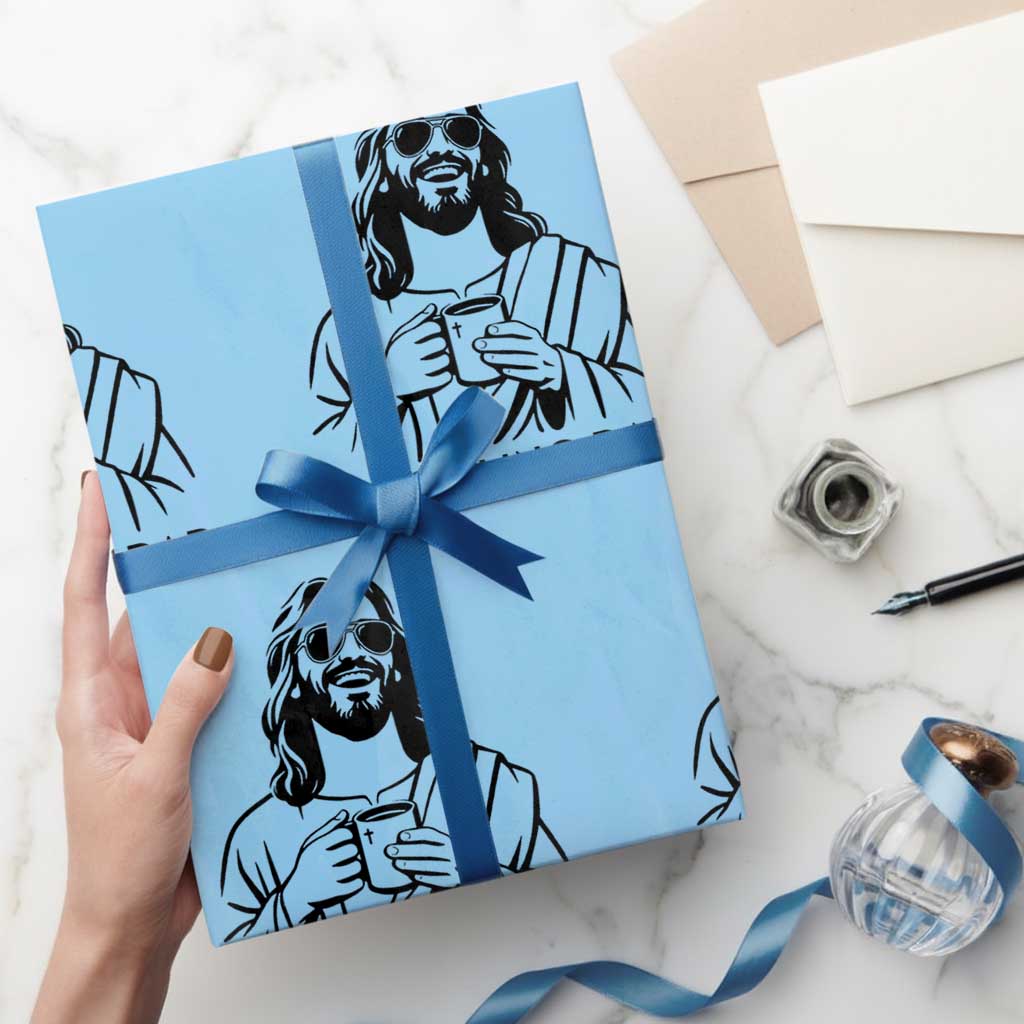 Funny Jesus Meme Wrapping Paper Roll I Am Telling Dad TS14 Light Blue Print Your Wear