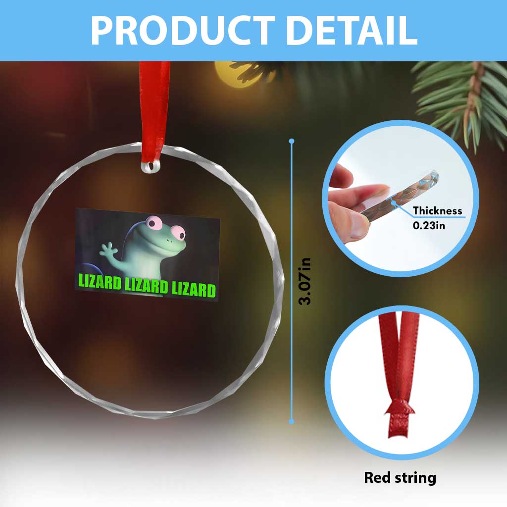 Funny Lizard Lizard Lizard Crystal Glass Ornament Weirdcore Gecko Meme TS02 Print Your Wear