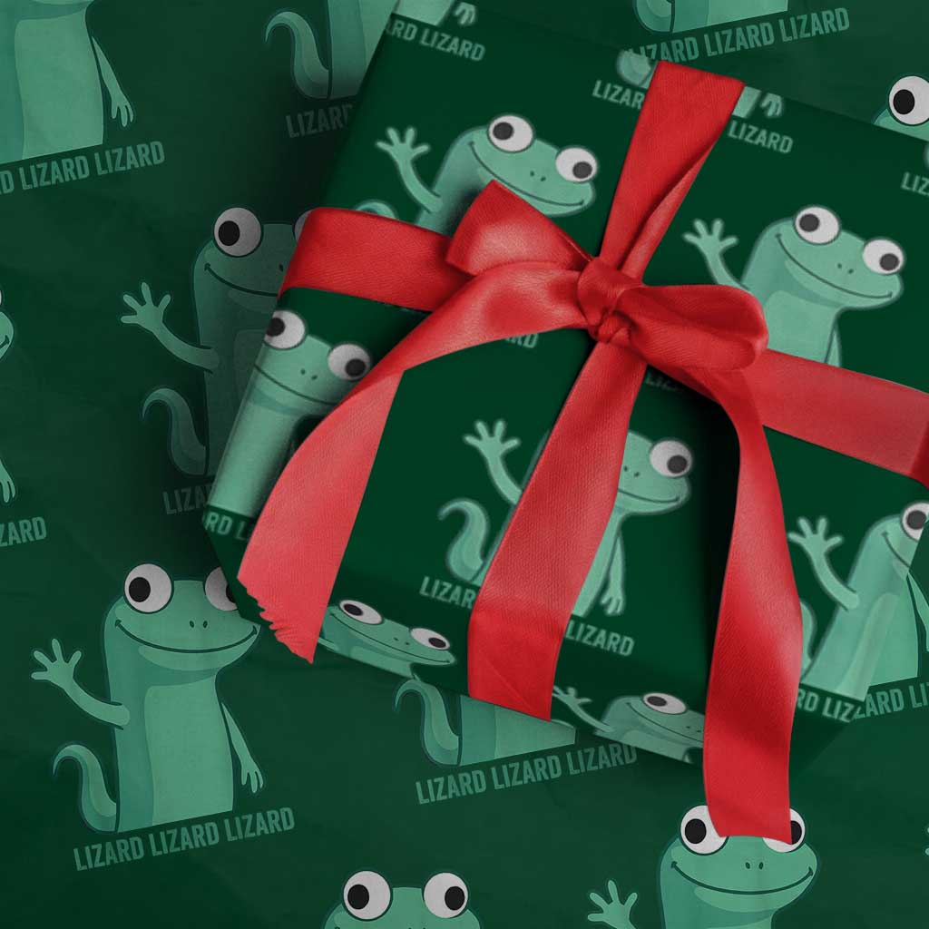 Funny Lizard Lizard Lizard Wrapping Paper Roll Cute Gecko Reptile Meme TS02 Green Print Your Wear