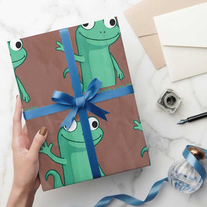 Funny Lizard Lizard Lizard Wrapping Paper Roll Cute Gecko Reptile Meme TS02 Mocha Print Your Wear