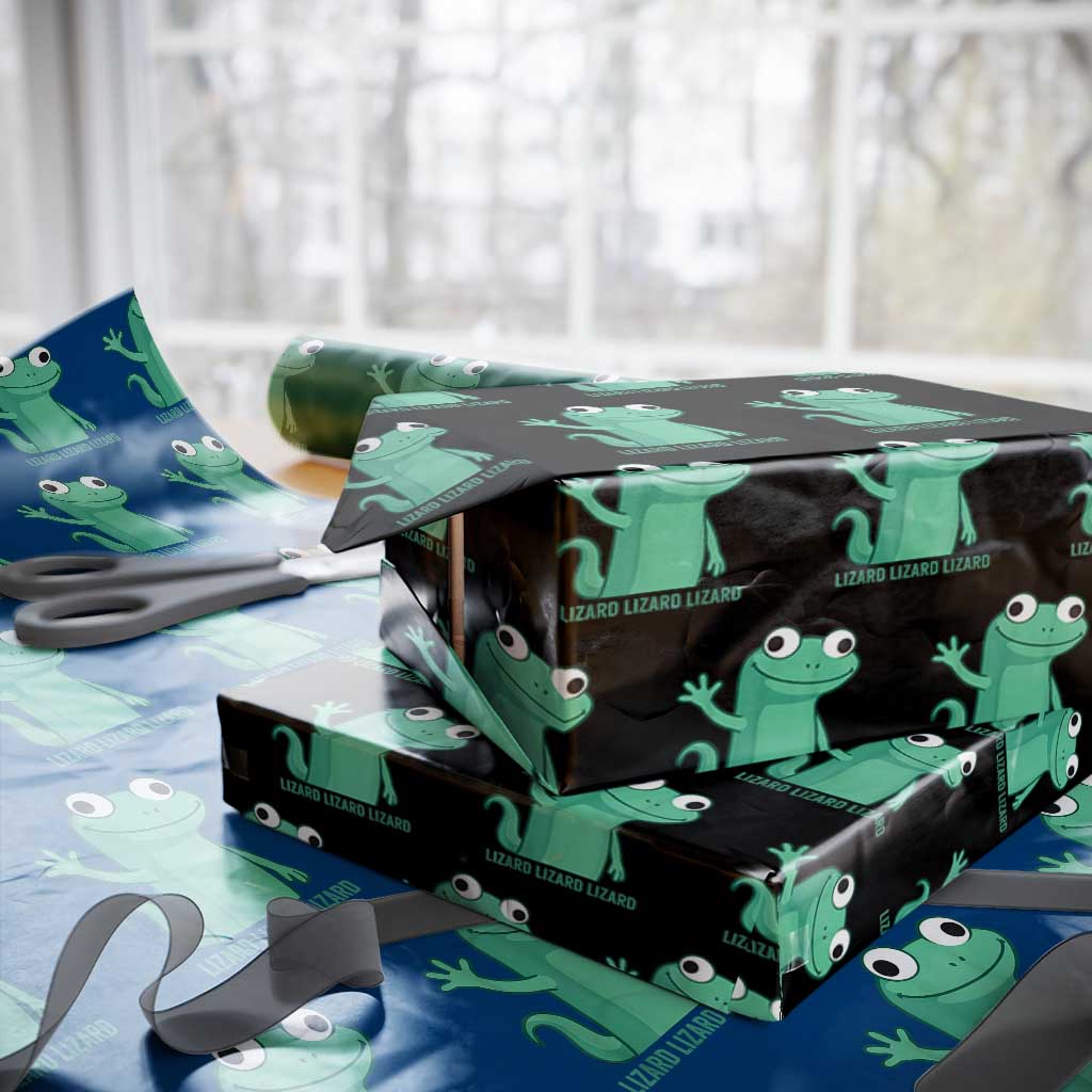 Funny Lizard Lizard Lizard Wrapping Paper Roll Cute Gecko Reptile Meme TS02 Black Print Your Wear