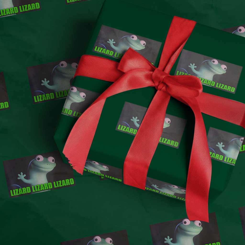 Funny Lizard Lizard Lizard Wrapping Paper Roll Weirdcore Gecko Meme TS02 Green Print Your Wear
