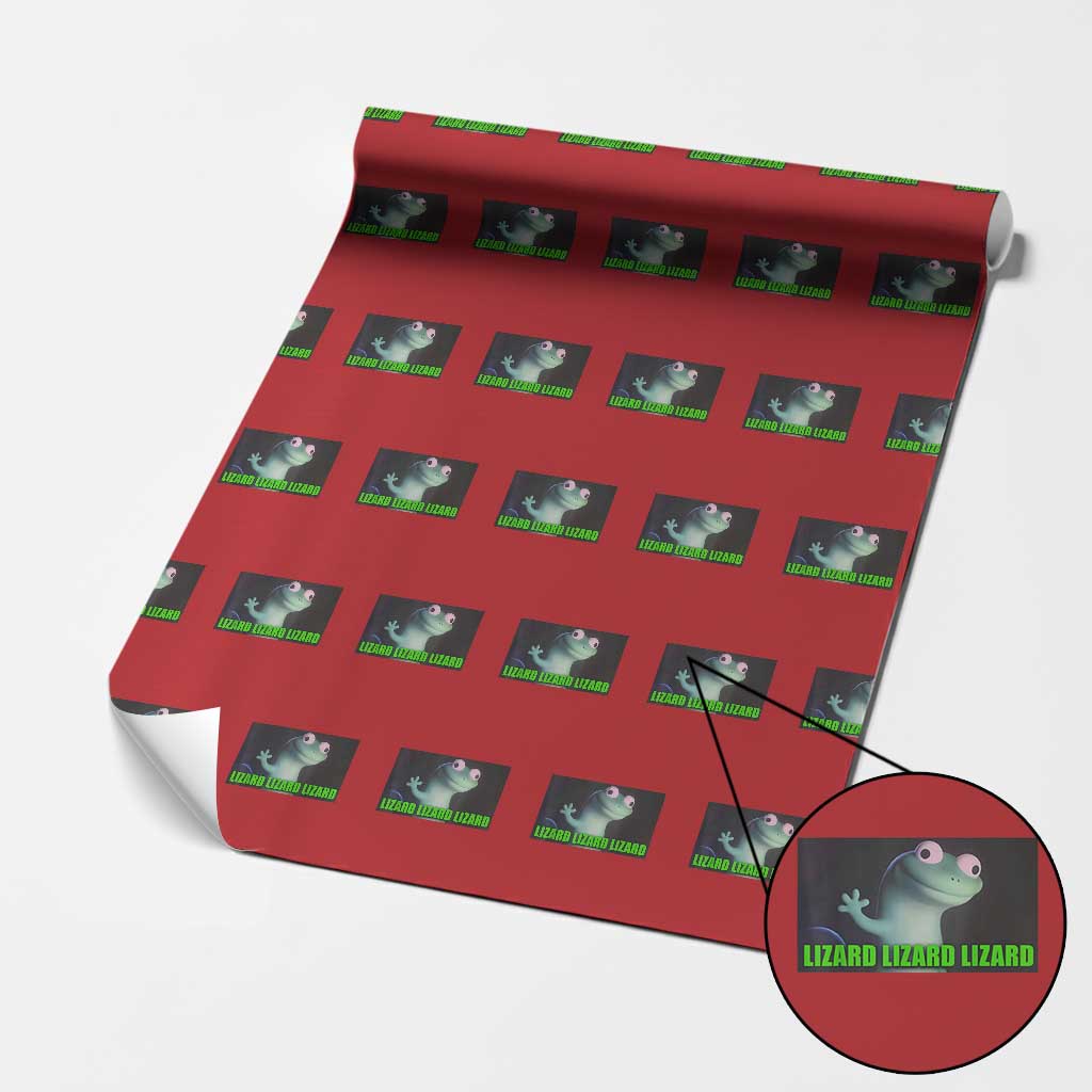 Funny Lizard Lizard Lizard Wrapping Paper Roll Weirdcore Gecko Meme TS02 Red Print Your Wear