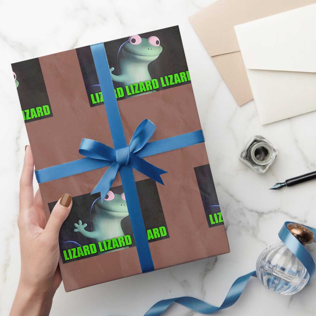 Funny Lizard Lizard Lizard Wrapping Paper Roll Weirdcore Gecko Meme TS02 Mocha Print Your Wear