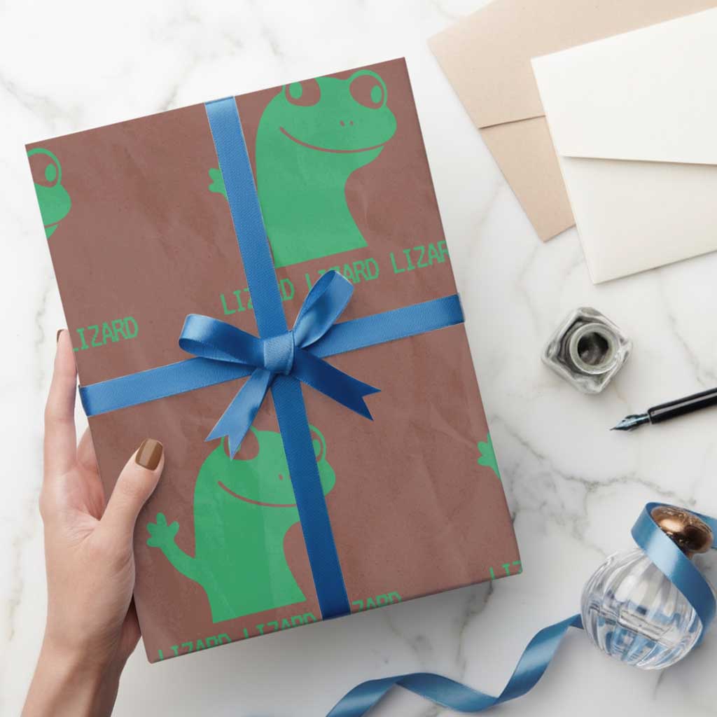 Funny Lizard Lizard Lizard Wrapping Paper Roll Weirdcore Gecko Reptile Meme TS02 Mocha Print Your Wear