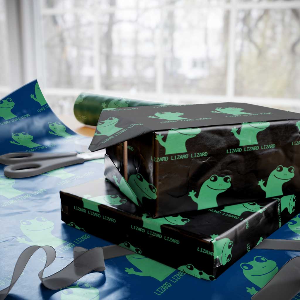 Funny Lizard Lizard Lizard Wrapping Paper Roll Weirdcore Gecko Reptile Meme TS02 Black Print Your Wear