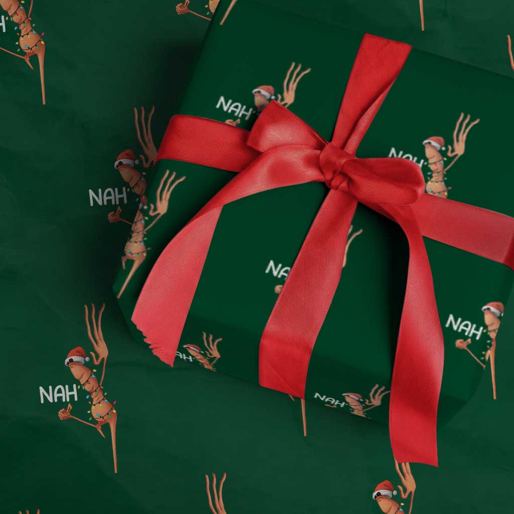 Funny Marcus The Worm Christmas Nah Wrapping Paper Roll TS11 Green Print Your Wear