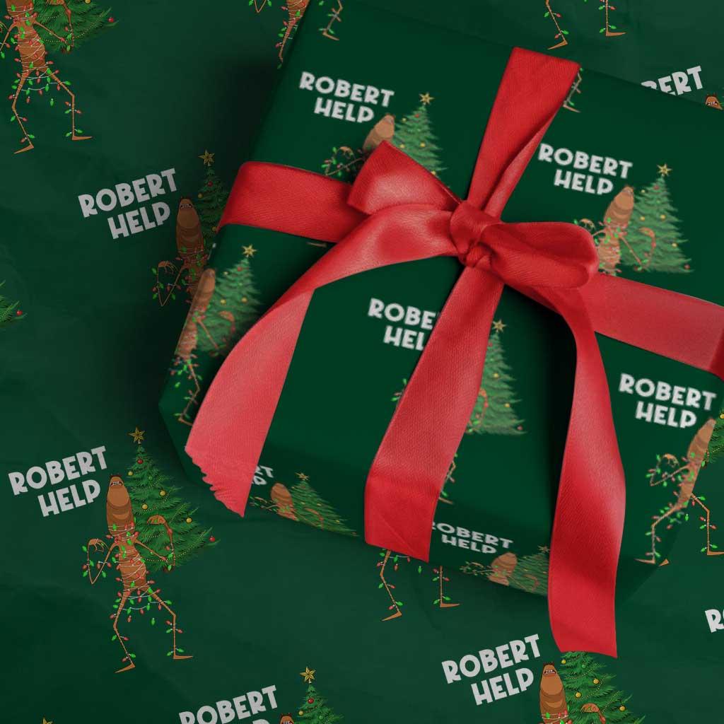 Funny Marcus The Worm Christmas Wrapping Paper Roll Robert Help Xmas Tree TS11 Green Print Your Wear