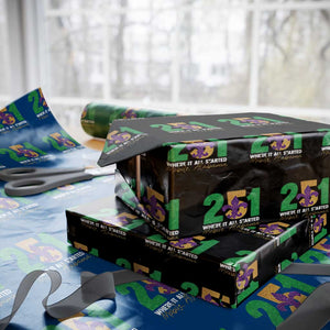 Funny Mardi Gras Mobile Alabama 251 Wrapping Paper Roll Where It All Started Area Code Glitter Print TS11 Black Print Your Wear