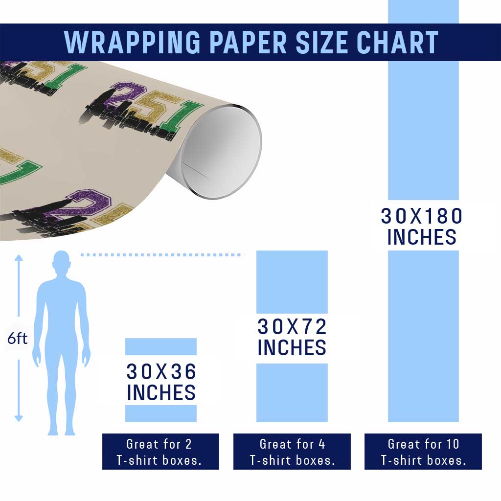 Funny Mardi Gras Mobile Alabama Wrapping Paper Roll 251 Skyline Area Code Glitter Print TS11 Print Your Wear