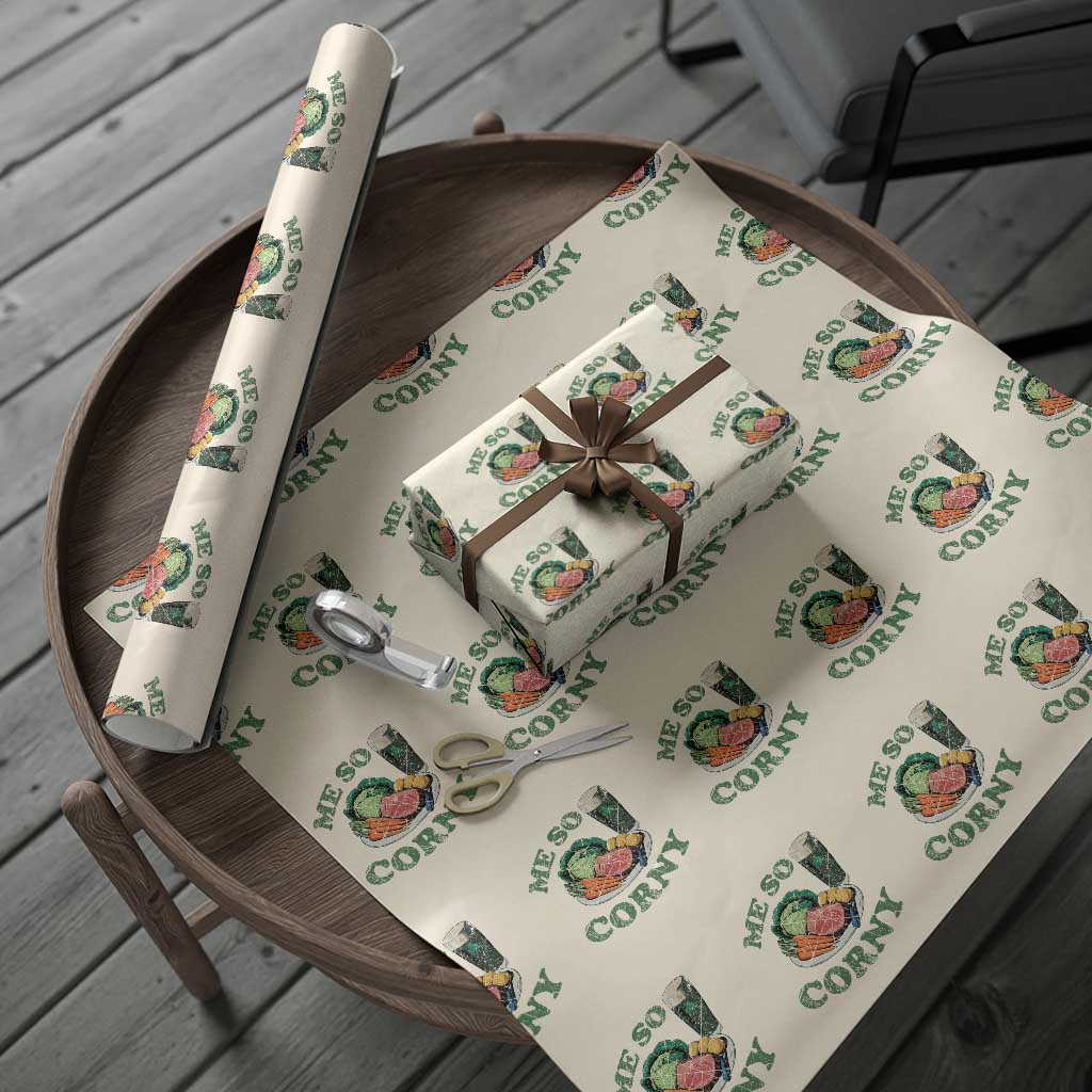 Funny Me So Corny Wrapping Paper Roll Corned Beef And Cabbage Beer St Patrick's Day Drinking TS02 Beige Print Your Wear