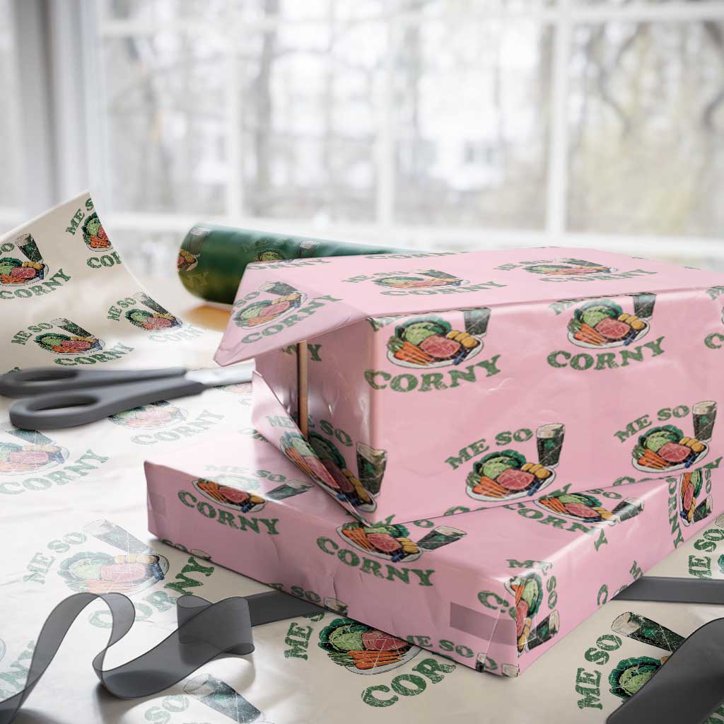 Funny Me So Corny Wrapping Paper Roll Corned Beef And Cabbage Beer St Patrick's Day Drinking TS02 Light Pink Print Your Wear