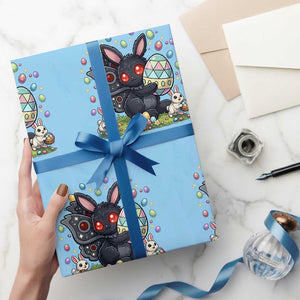 Funny Mothman Easter Bunny Ears Wrapping Paper Roll Cryptid Lover Gift TS12 Light Blue Print Your Wear
