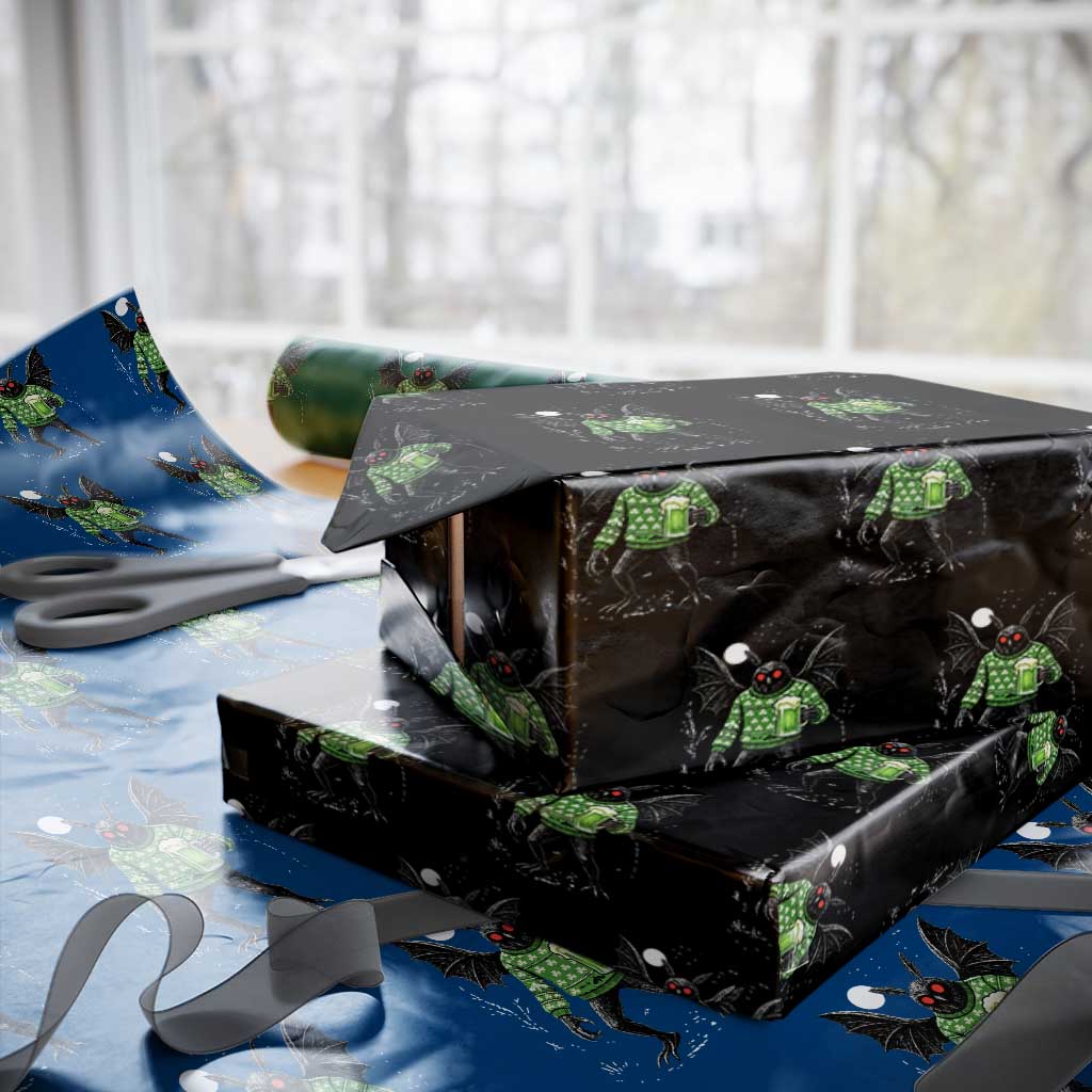 Funny Mothman St Patricks Day Wrapping Paper Roll Gift For Cryptid Lovers TS12 Black Print Your Wear