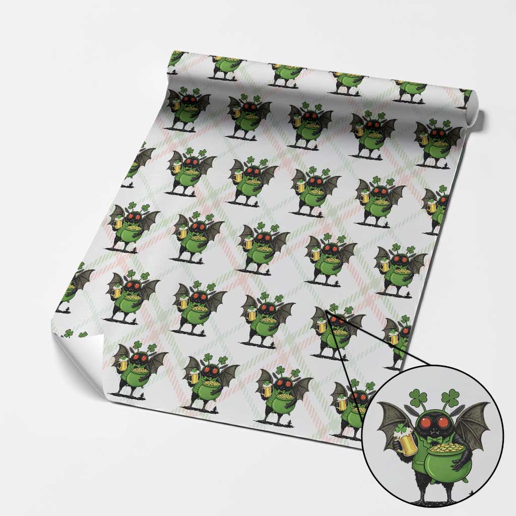 Funny Mothman Wrapping Paper Roll St Patricks Day Cryptid Gift TS12 Christmas Plaid Print Your Wear